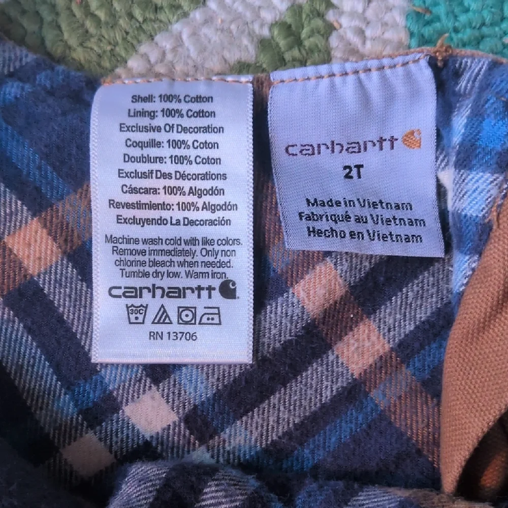 Carhartt Tan Bib Overalls Flannel Lined - Picture 3 of 8